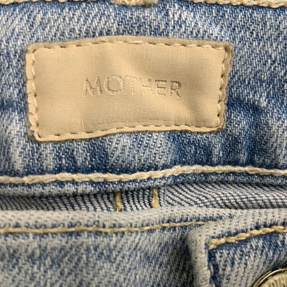 MOTHER The Hustler Ankle Fray Distressed Bootcut Jeans Light Blue High Rise - Picture 13 of 13